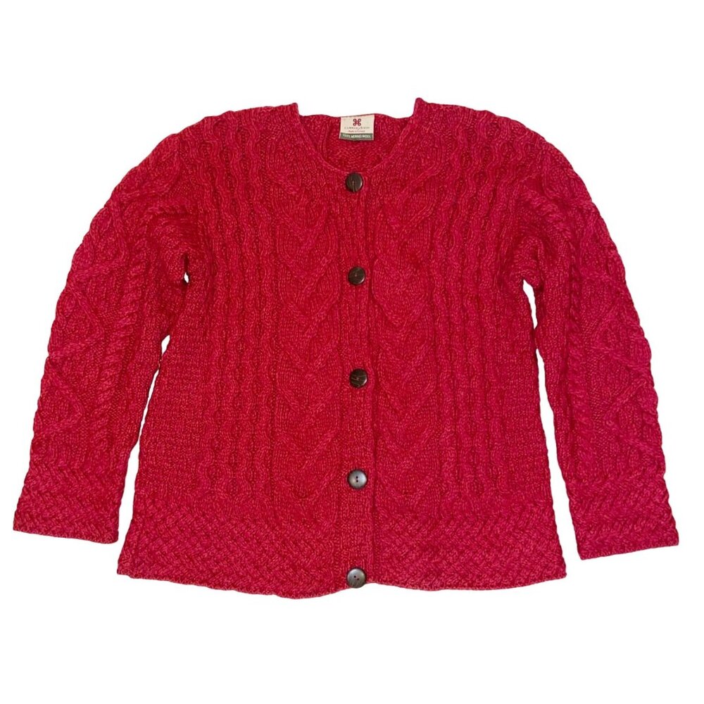 Women's Red Cable Knit Cardigan